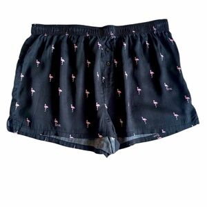 PINK Victoria's Secret Black Boxers with Pink Flamingo Print Lyocell Size Small